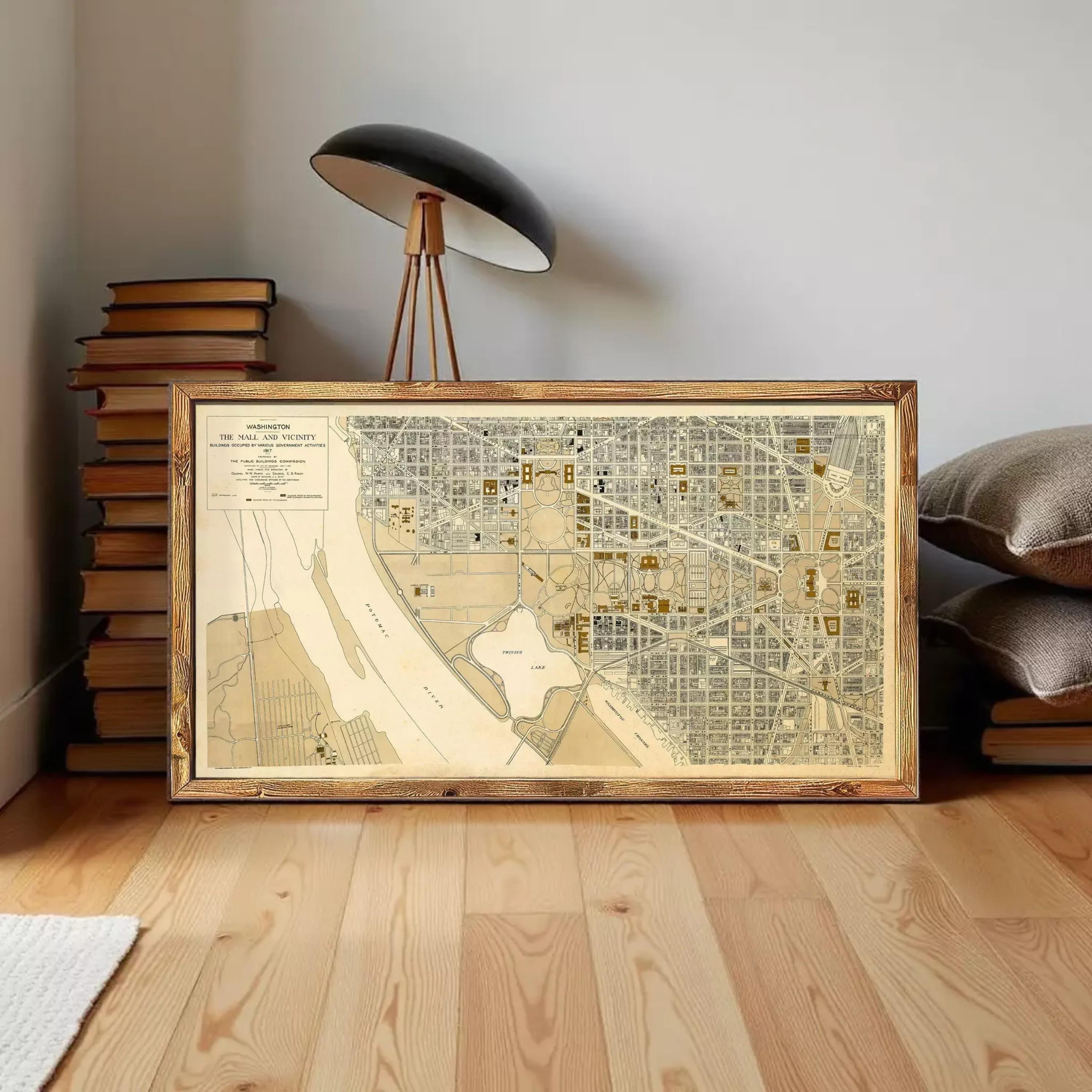 The image is a framed map of Washington, D.C.