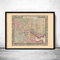 Old Map of Baltimore Old Map Maryland 1860 Wall Map Print