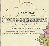 Old Map Mississippi 1846 United States of America  | Vintage Map Wall Art Print