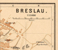 Old Map of Wroclaw Breslau Poland 1895 Vintage Map  | Vintage Map Wall Art Print