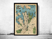 Old Map of Sydney Australia 1922 Vintage map | Vintage Map Wall Art Print
