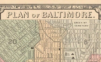 Old Map of Baltimore Old Map Maryland 1860 Wall Map Print