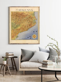 Old Map of Cataluña Catalunya 1940 Old Catalonia map Vintage Map | Vintage Map Wall Art Print
