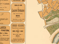 Old Map of Murcia Spain 1882 Vintage map | Vintage Map Wall Art Print