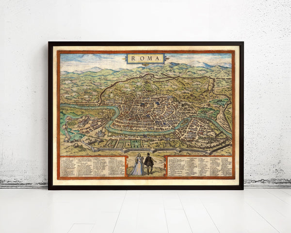 Old Map of Rome Roma Italy 1572 Ancient Map of Rome Vintage Map | Vintage Map Wall Art Print