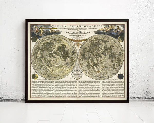 Old Map of the Moon 1707 Surface of the Moon Poster | Vintage Map Wall Art Print | Large Poster Print | Home Decor Wall Art