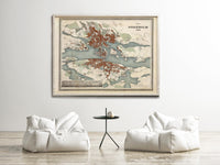 Old Map of Stockholm Sweden 1844 Vintage Map  | Vintage Map Wall Art Print