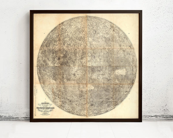 Old Map of The Moon 1834 Vintage Map | Vintage Map Wall Art Print | Large Poster Print | Home Decor Wall Art