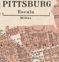 Old Map of Pittsburgh Allegheny 1900 Vintage Map | Vintage Map Wall Art Print
