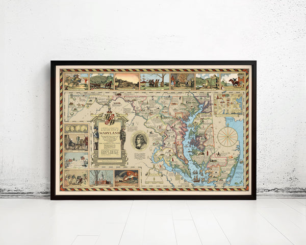 Old Map of Maryland County History  | Vintage Map Wall Art Print