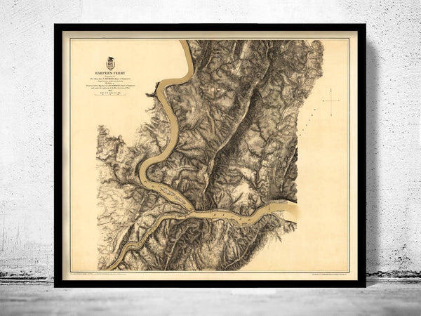 Old Map of Harpers Ferry West Virginia 1863 Wall Map Print