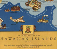 Old Map of Hawaiian Islands 1937 Hawaii Vintage Map | Vintage Map Wall Art Print