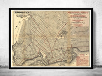 Old Map of Brooklyn NY United States 1874| Vintage Map Wall Art Print