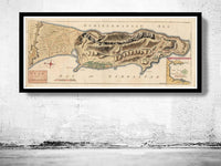 Old Map of Gibraltar Spain 1762 Vintage Map | Vintage Map Wall Art Print