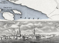 Old Map of Stockholm Sweden 1844 Vintage Map | Vintage Map Wall Art Print