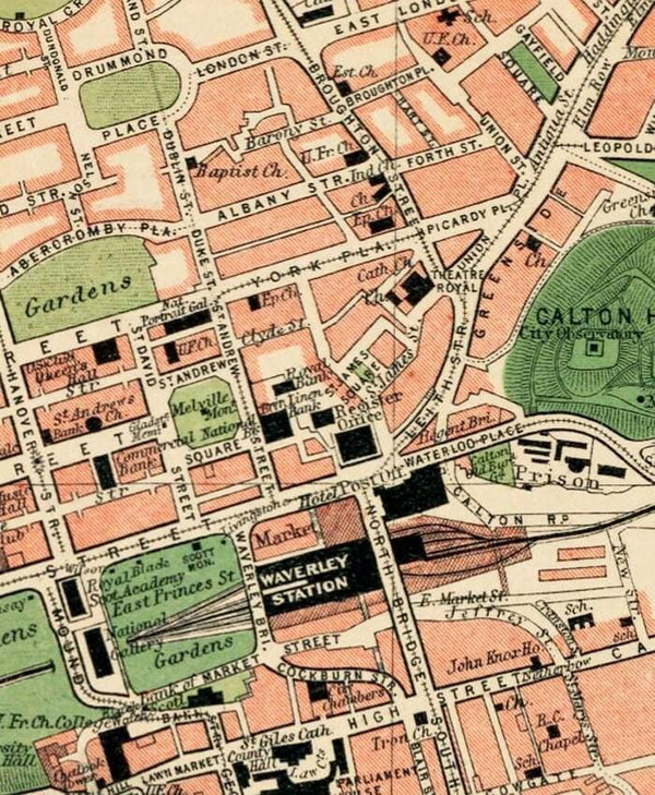 Old Map of Edinburgh 1901 Scotland Vintage Map | Vintage Map Wall Art Print