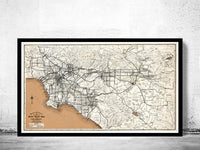 Old Map of Los Angeles 1926 Vintage Map | Vintage Map Wall Art Print