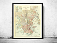 Old map of Helsinki 1897  | Vintage Map Wall Art Print