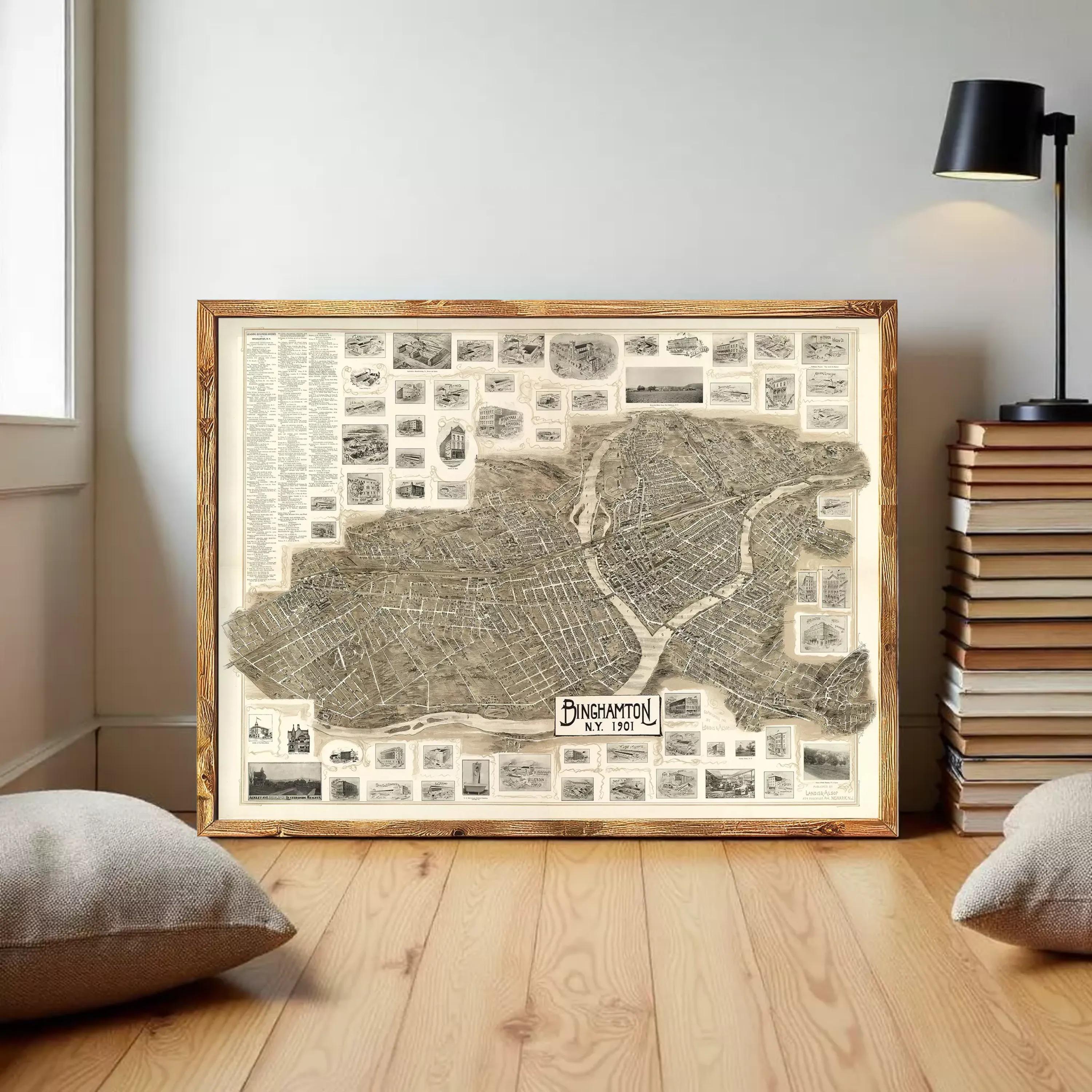 The image is a framed vintage map of the city of Baltimore, Maryland, dated back to 1901.
