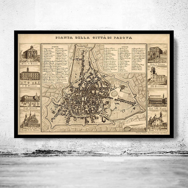 Old Map of Padua Padova Italy 1840 Vintage Map | Vintage Map Wall Art Print