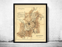 Old Map of Chattanooga Tennessee 1863 Vintage Map | Vintage Map Wall Art Print