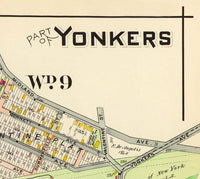Old Map of Yonkers New York 1907 Vintage Map | Vintage Map Wall Art Print