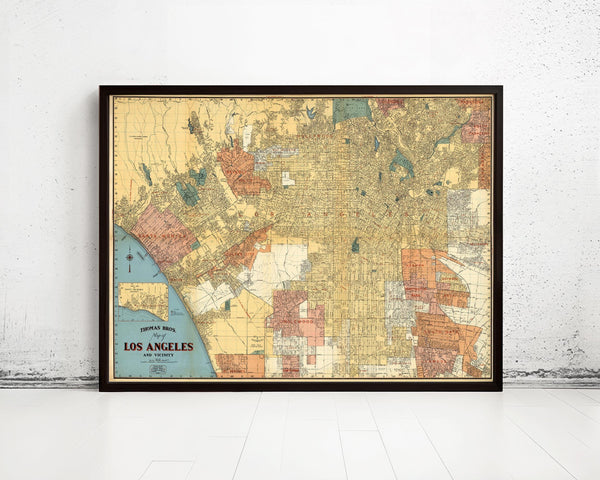 Old Map of Los Angeles  | Vintage Map Wall Art Print
