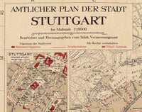 Old Map of Stuttgart Germany 1925 Vintage map | Vintage Map Wall Art Print
