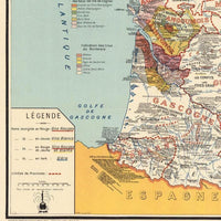 Old map of France Gastronomy Vintage Poster  | Vintage Map Wall Art Print