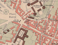 Old Map of Dijon France 1874 Vintage Map  | Vintage Map Wall Art Print