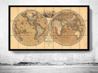 Old Map of The World  1819 World Wall Map | World Map Gift World Map Print | Vintage World Map | World Map Wall Art | Large Map Print