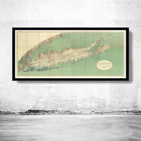 Old Map of Long Island 1913 Vintage Map | Vintage Map Wall Art Print