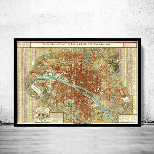Old Map of Paris 1797 Vintage Map of Paris | Paris Wall Map | Vintage Map Wall Art Print