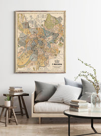 Old Map of Moscow  Russia 1914 Vintage Map | Vintage Map Wall Art Print