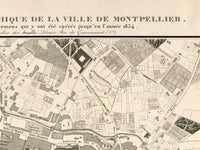 Old Map of Montpellier France 1834 Vintage Map | Vintage Map Wall Art Print