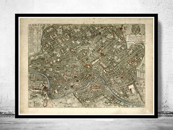 Old Map of Rome Roma Italy 1773 Old Map of Rome  | Vintage Map Wall Art Print