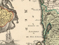 Old Map of Tuscany Toscana Italy 1750 Vintage Map | Vintage Map Wall Art Print