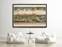 Old Gravure of Krakow 1640 Poland Vintage Map | Vintage Map Wall Art Print