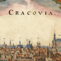 Old Gravure of Krakow 1640 Poland Vintage Map | Vintage Map Wall Art Print