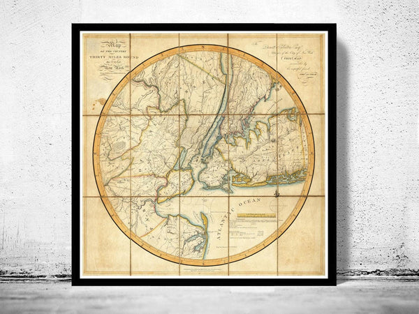 Old Map of New York and Environs 1811  | Vintage Map Wall Art Print
