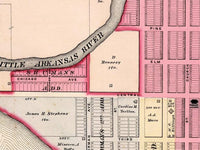 Old map of Wichita City Kansas 1882 Vintage Map | Vintage Map Wall Art Print
