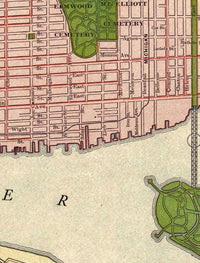 Old map of Detroit 1911 Vintage Map | Vintage Map Wall Art Print