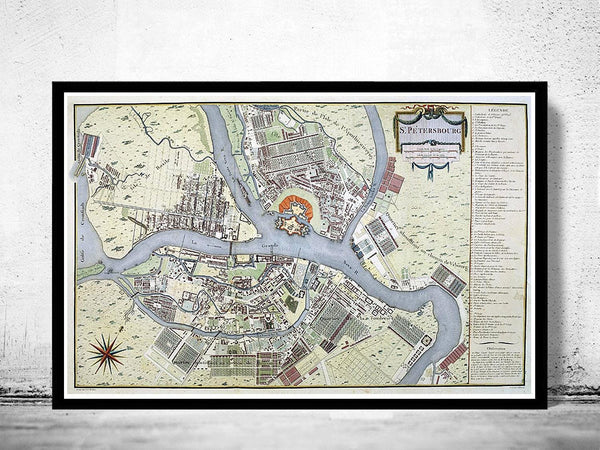 Old Map of Saint Petersburg Russia 1783 Vintage Map  | Vintage Map Wall Art Print