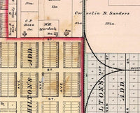 Old map of Wichita City Kansas 1882 Vintage Map | Vintage Map Wall Art Print