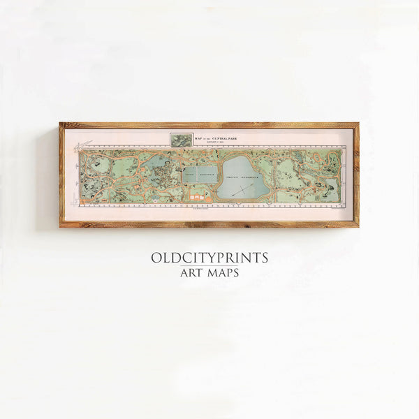 Central Park New York Plan 1870 Vintage Central Park Plan | Vintage Map Wall Art Print