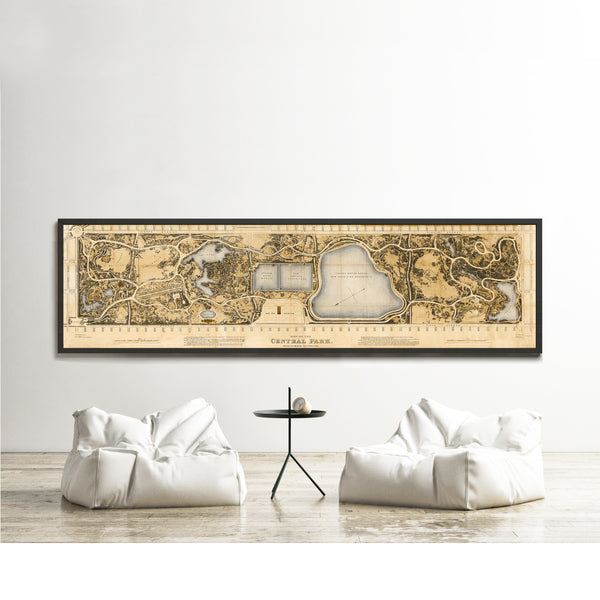 Central Park New York Plan 1873 Vintage Central Park Plan SEPIA | Vintage Map Wall Art Print