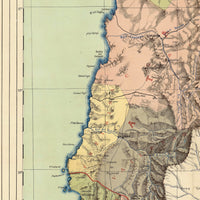 Old Map of Chile 1884 School map educational | Vintage Map Wall Art Print