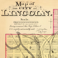 Old Map of Lincoln Nebraska 1885 Vintage Map | Vintage Map Wall Art Print | Large Map Print