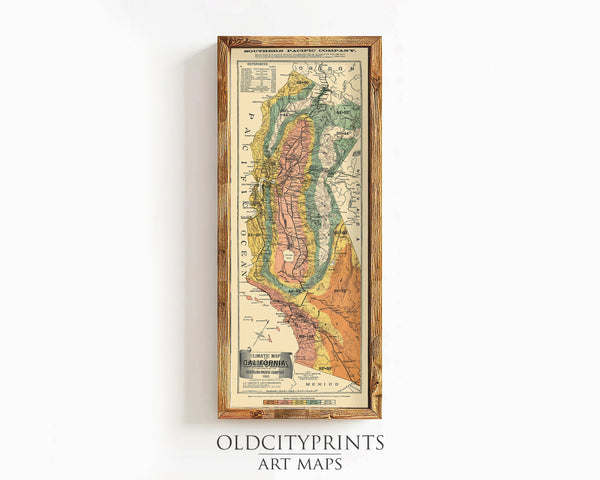 Vintage Map of California 1892 Climate Map Print | Vintage Map Wall Art Print