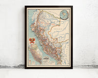 Old map of Peru 1916 Vintage Map | Vintage Map Wall Art Print